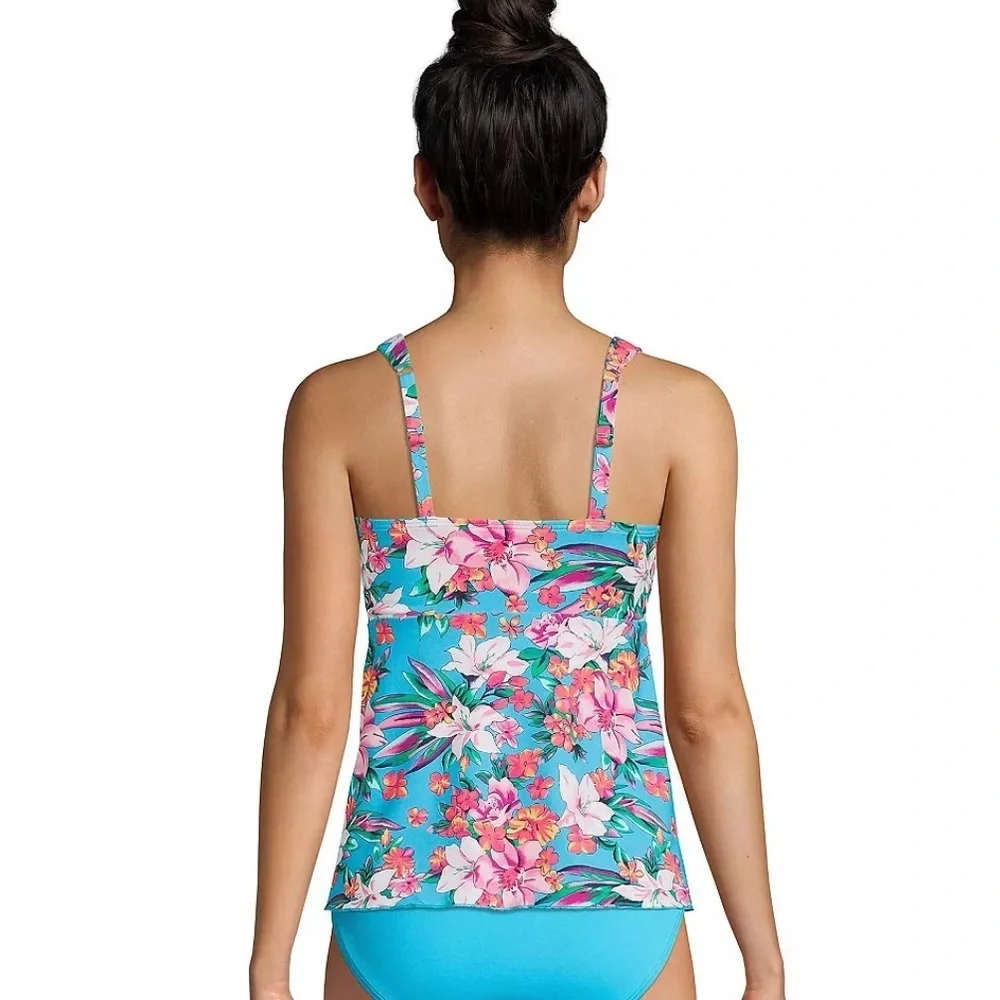 🌺🩵NWT-LANDS’ END gorgeous Women's Flutter Scoop Neck Tankini Top.🌺🩵 SZ 4